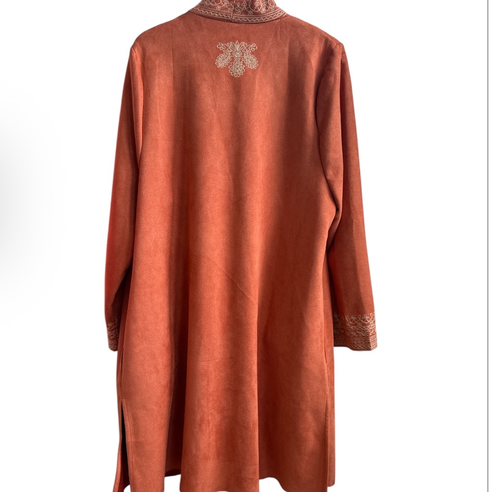 Soft Surroundings Leona Embroidered Open Long Jacket Duster Blazer 1X - Picture 7 of 7
